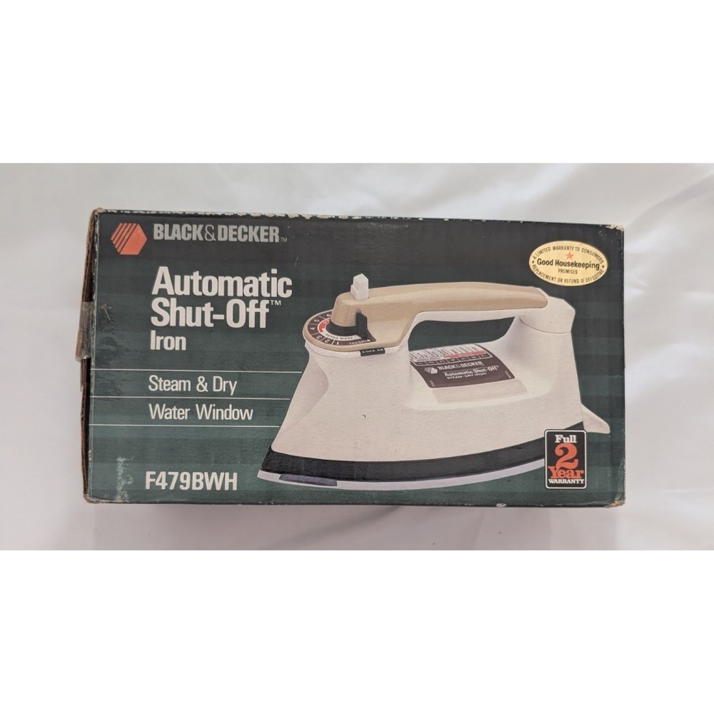 Vintage‎ 1980s Black & Decker Automatic Shut-Off Iron Steam & Dry - F479BWH